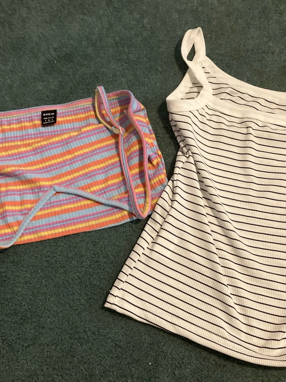 SHEIN Striped Ribbed Camisole Tank Tops - Multicolor & Cream
